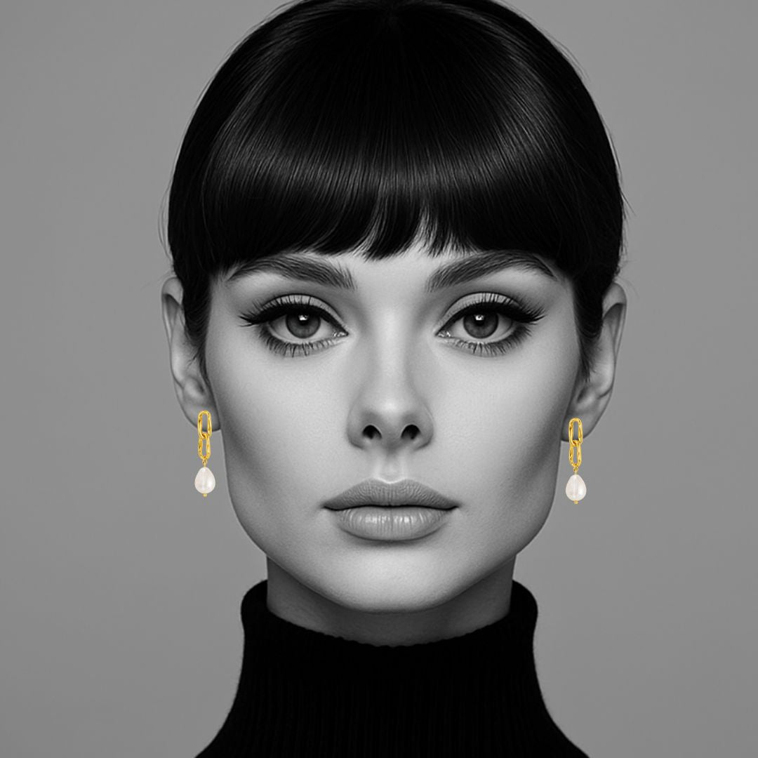 Adeline Pearl Drop Earrings in Silver