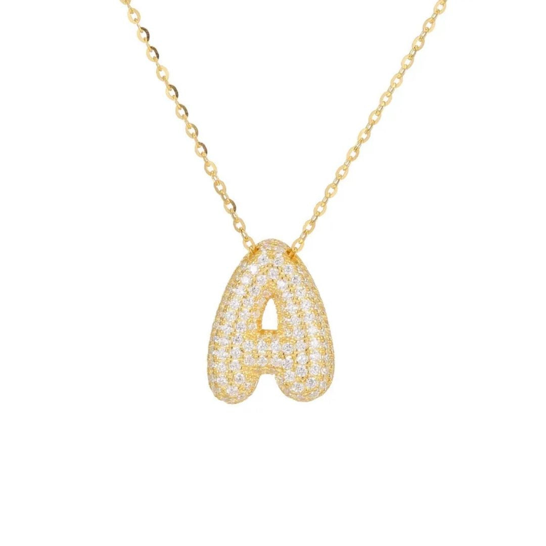 Icy Bubble Letter Initial Necklace