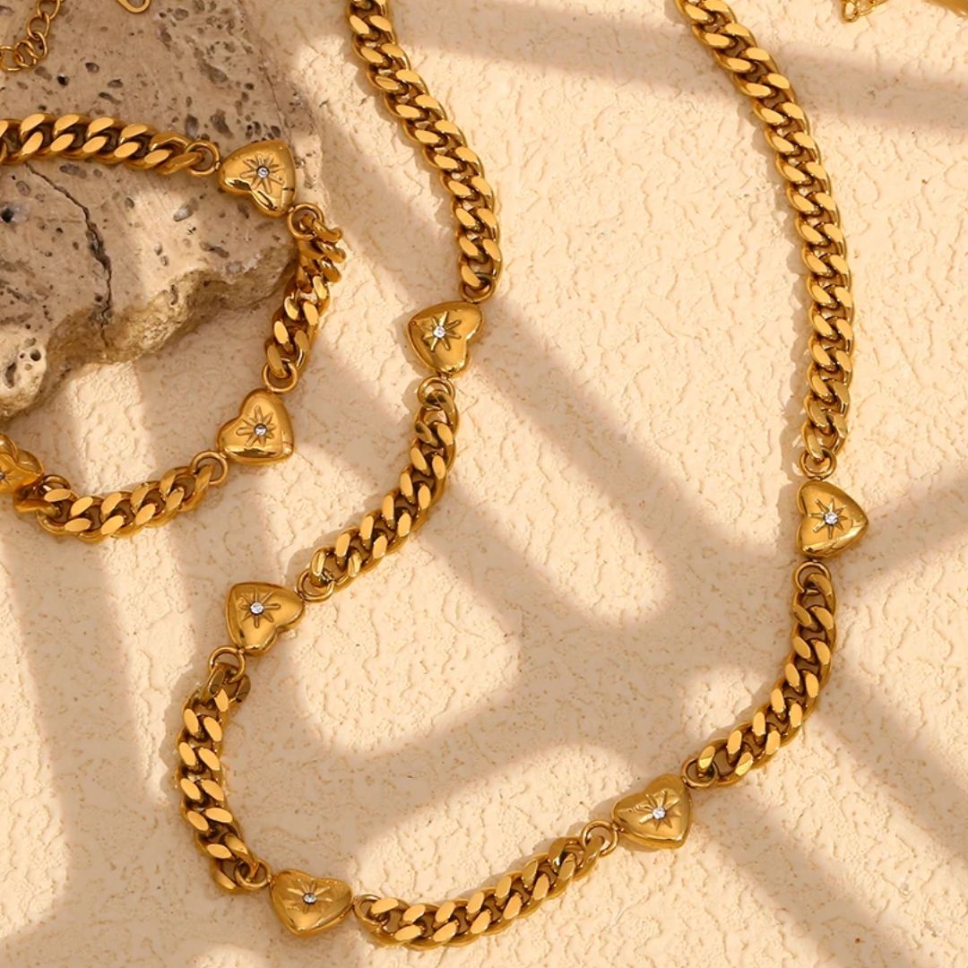 Gia Cuban Heart Necklace in Gold