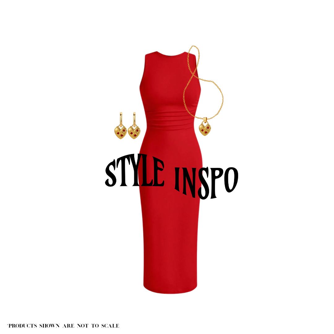 The Farrah Heart Earrings in Gold and Red