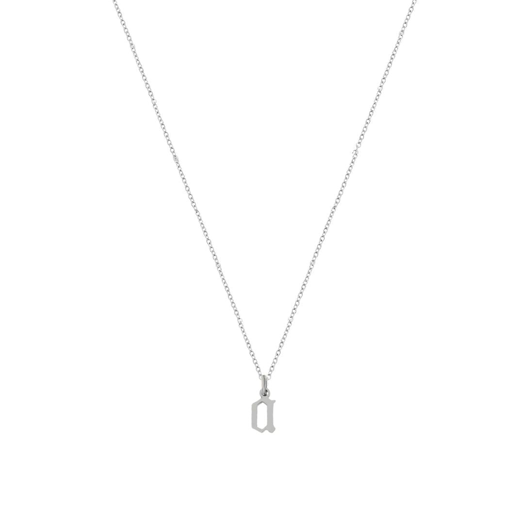 Heiress Gothic Initial Necklace in Silver