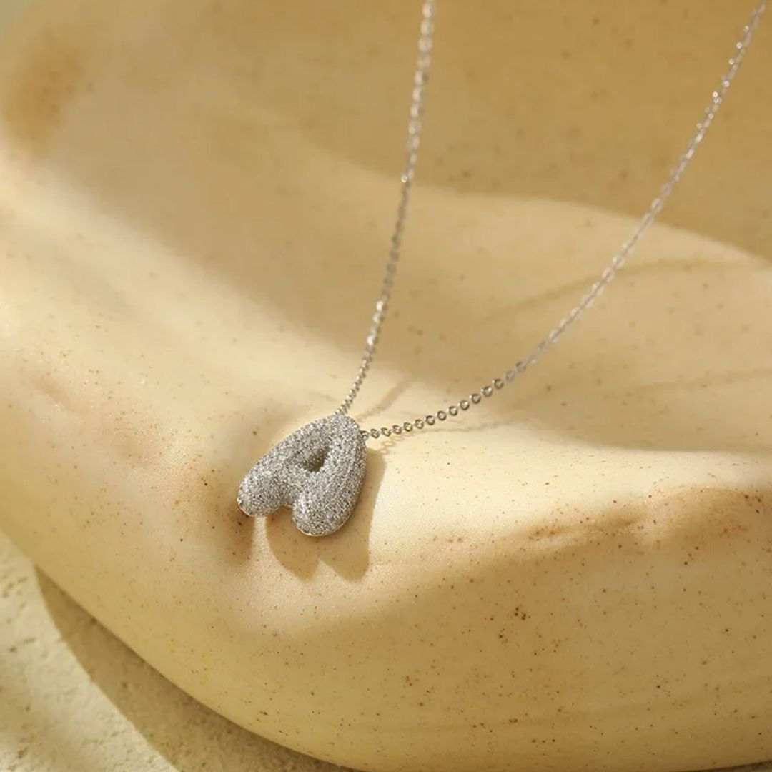 Icy Bubble Letter Initial Necklace