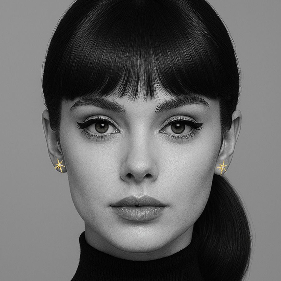 The Beatriz Sterling Silver Starburst Earrings in Gold
