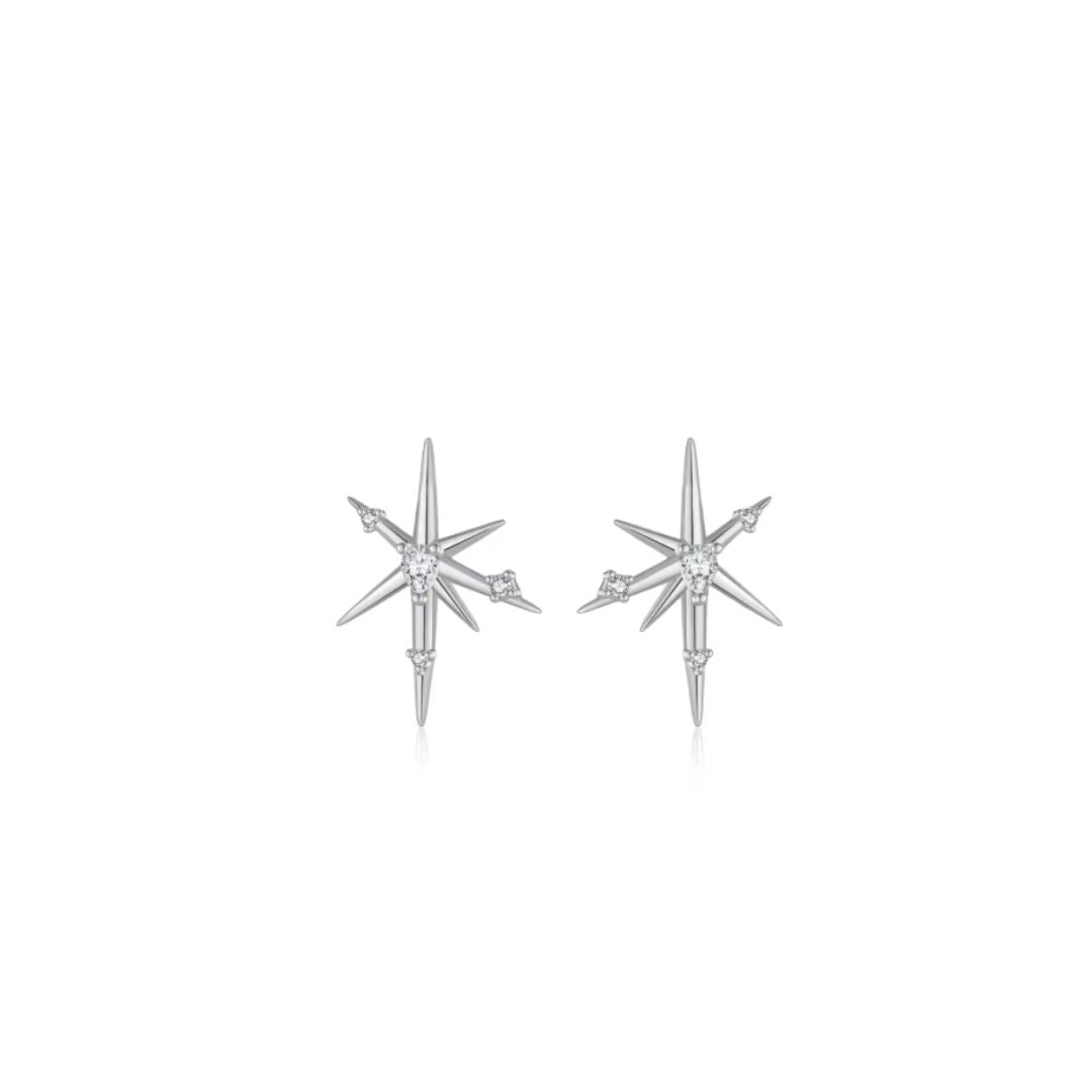 The Beatriz Sterling Silver Starburst Earrings in Silver