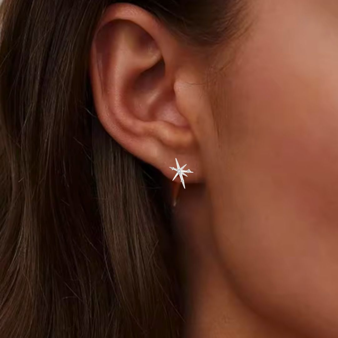 The Beatriz Sterling Silver Starburst Earrings in Silver
