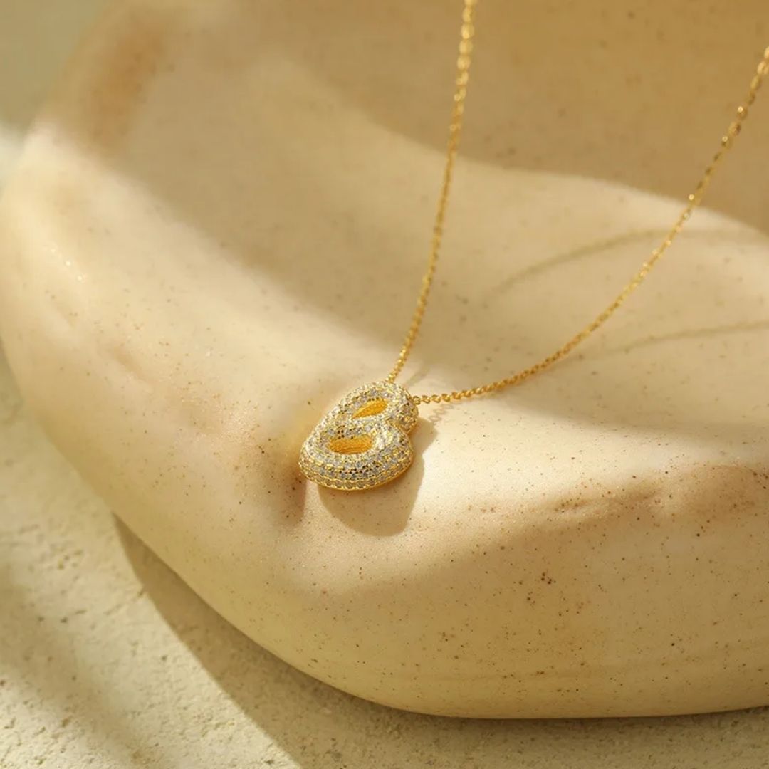 Icy Bubble Letter Initial Necklace