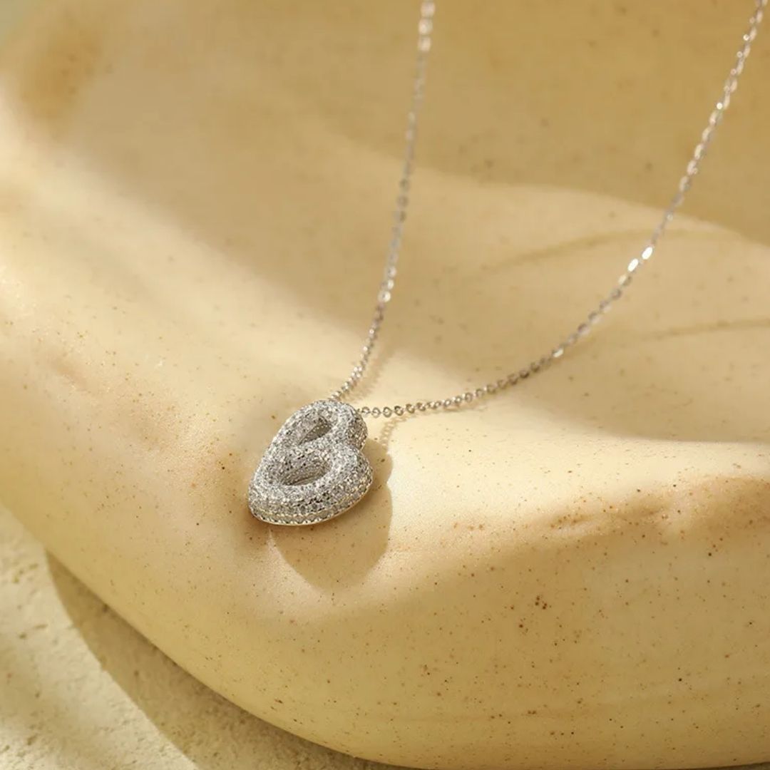 Icy Bubble Letter Initial Necklace