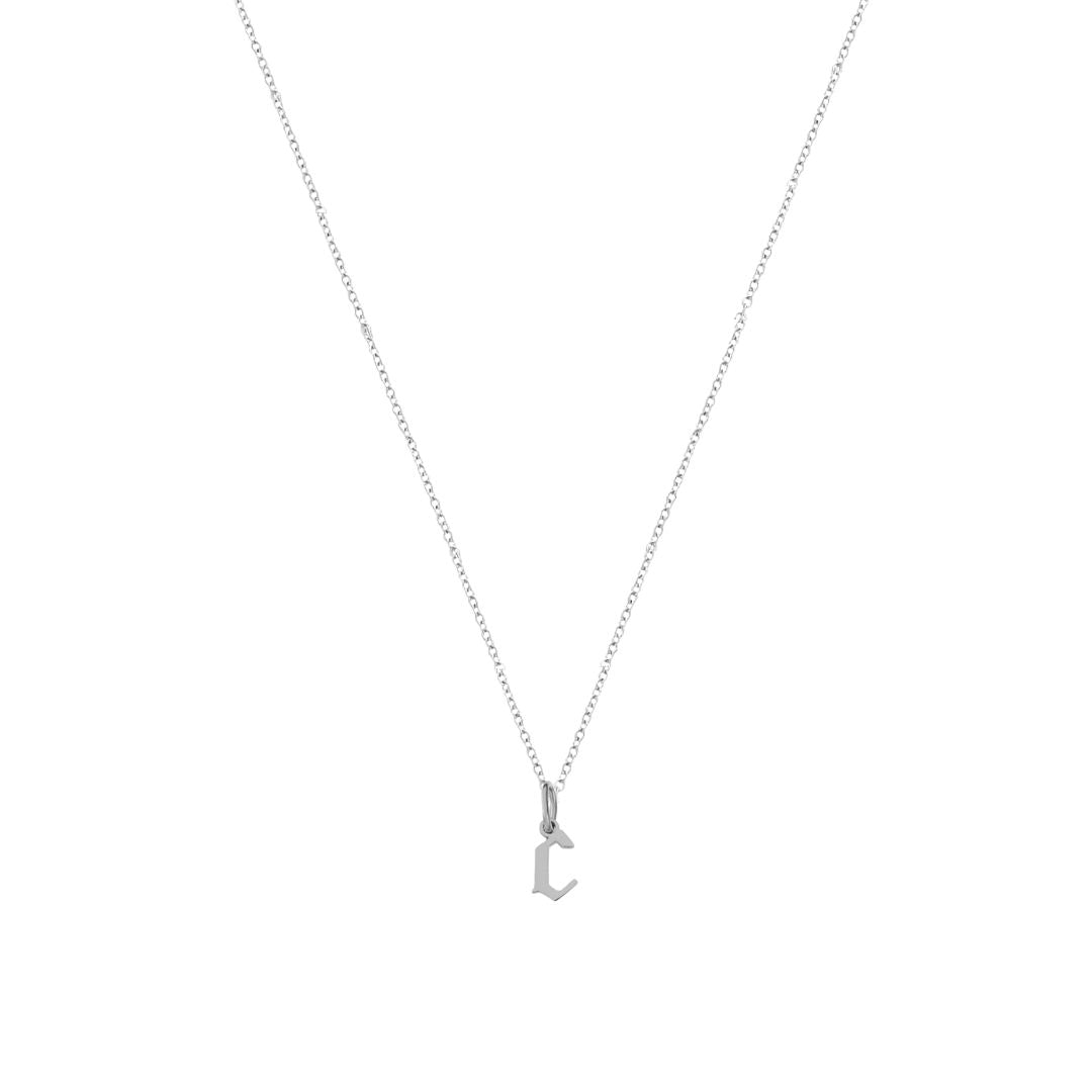 Heiress Gothic Initial Necklace in Silver
