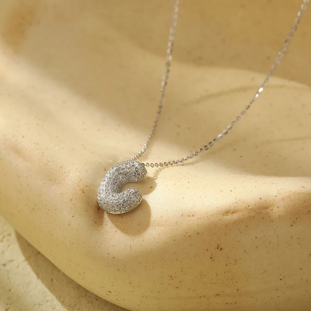Icy Bubble Letter Initial Necklace