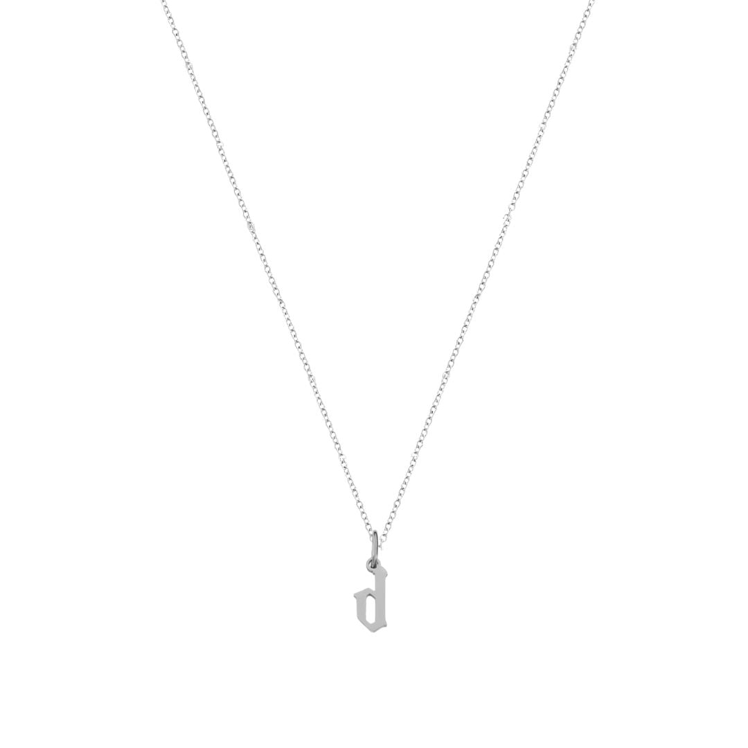 Heiress Gothic Initial Necklace in Silver