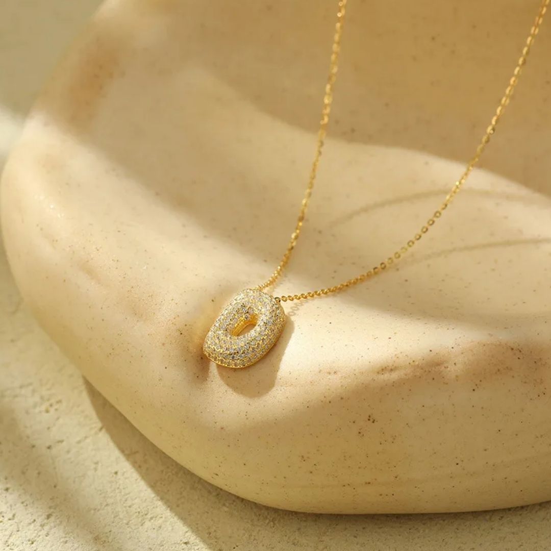 Icy Bubble Letter Initial Necklace