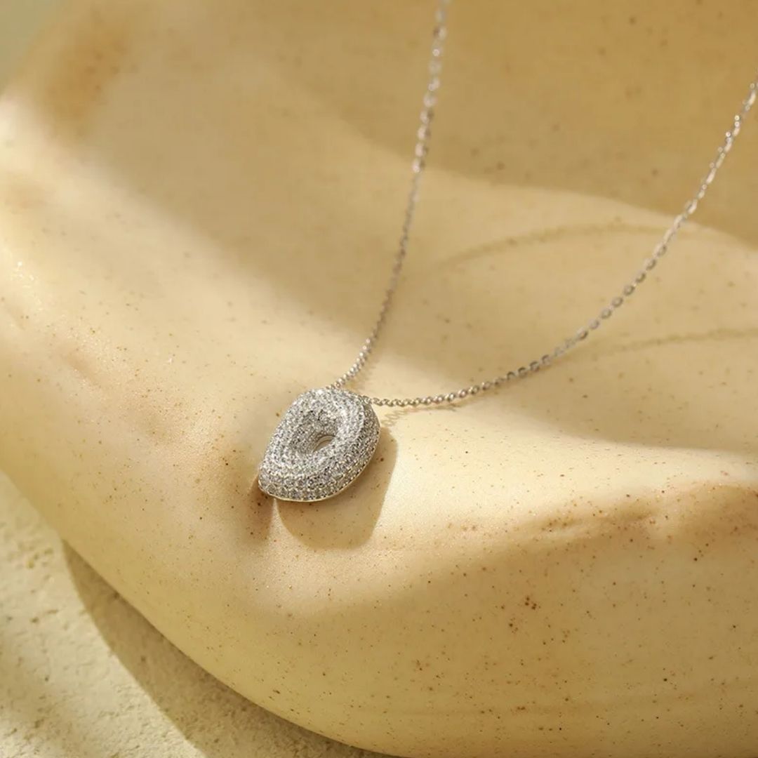 Icy Bubble Letter Initial Necklace