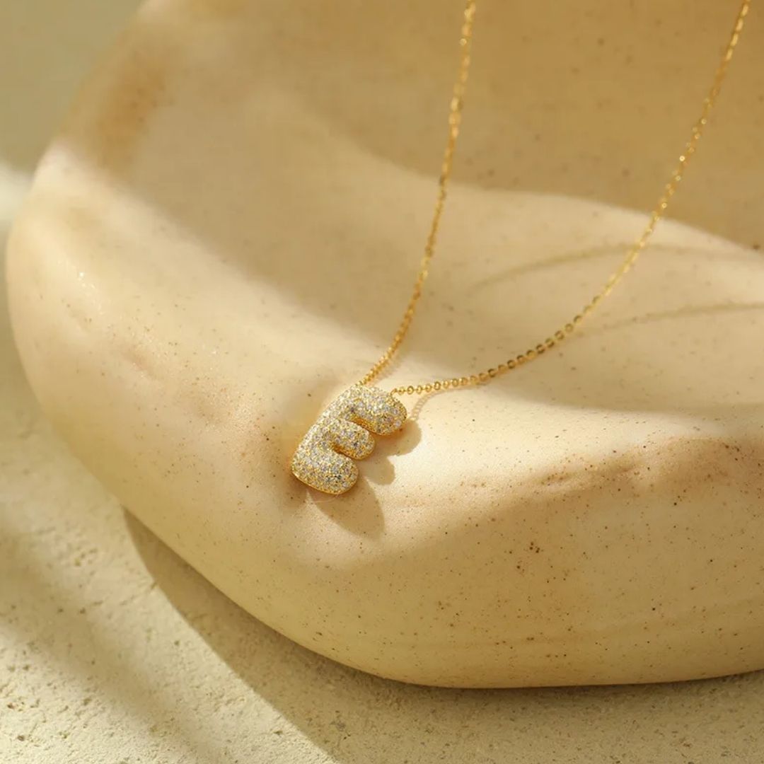 Icy Bubble Letter Initial Necklace