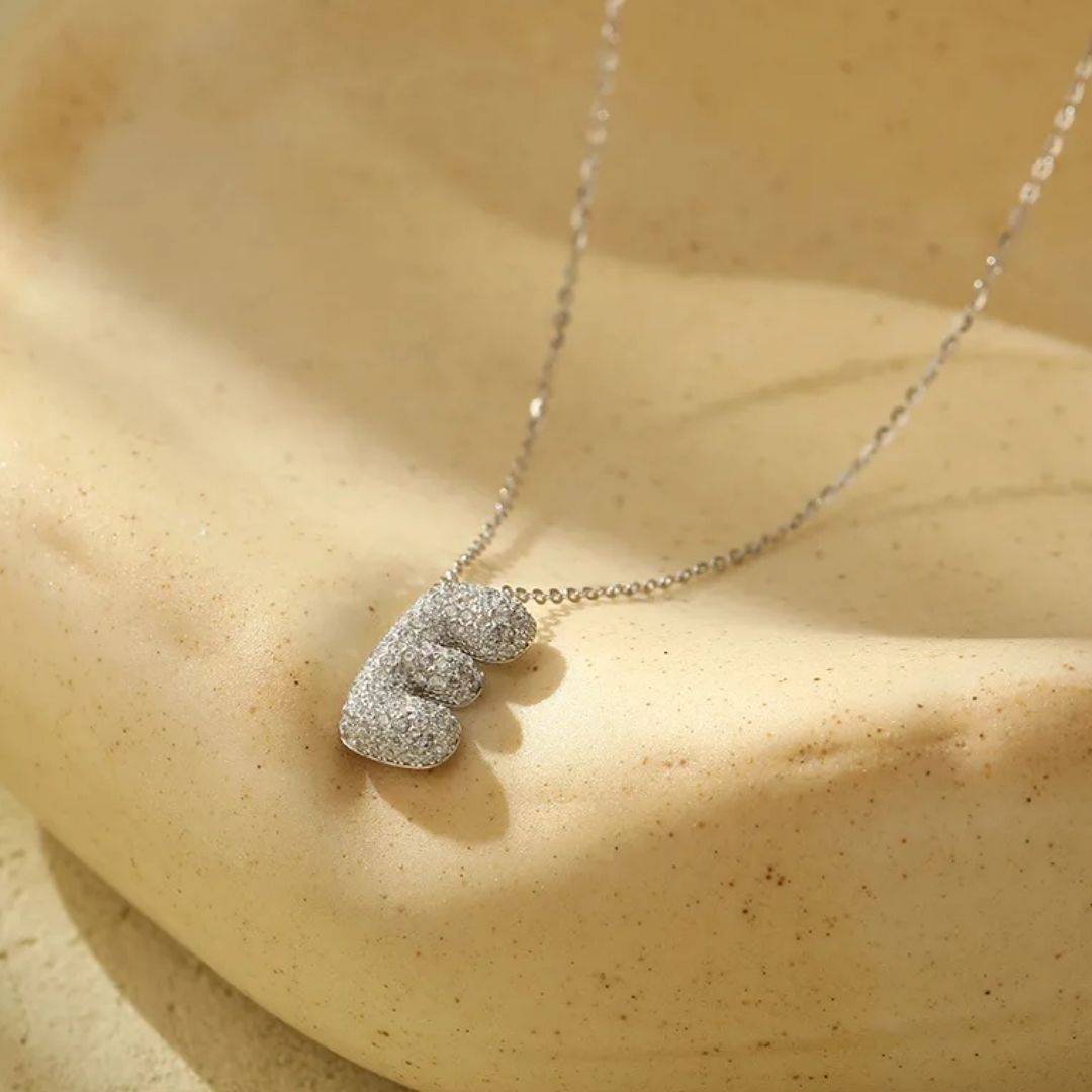 Icy Bubble Letter Initial Necklace