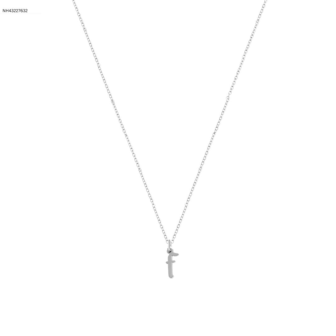 Heiress Gothic Initial Necklace in Silver
