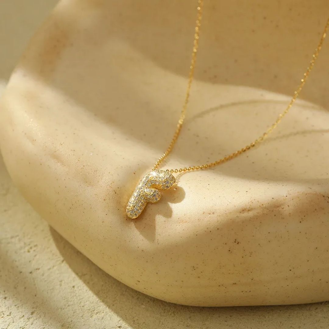 Icy Bubble Letter Initial Necklace