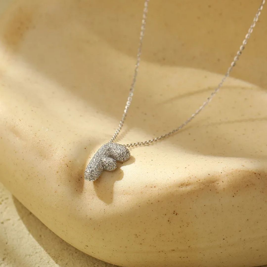 Icy Bubble Letter Initial Necklace