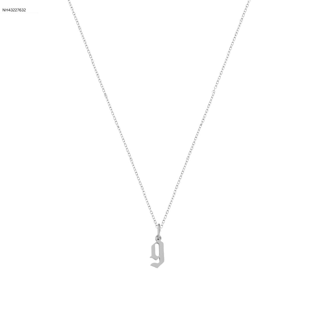 Heiress Gothic Initial Necklace in Silver