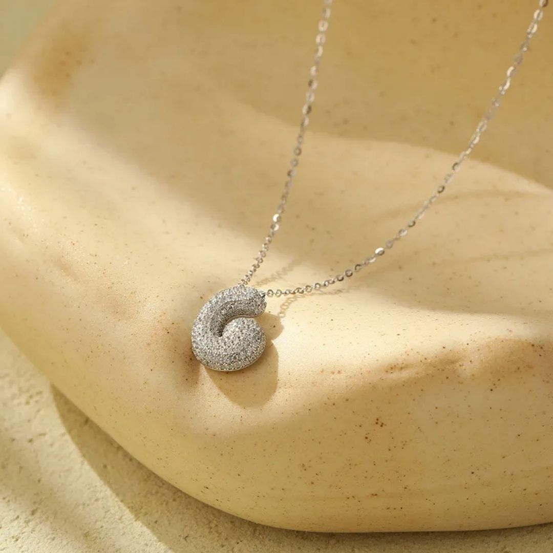 Icy Bubble Letter Initial Necklace