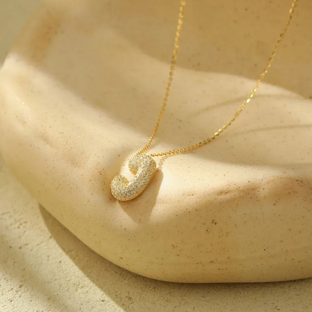 Icy Bubble Letter Initial Necklace