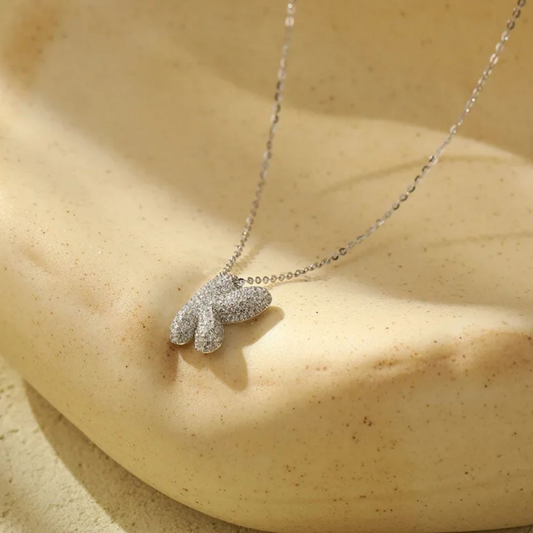 Icy Bubble Letter Initial Necklace