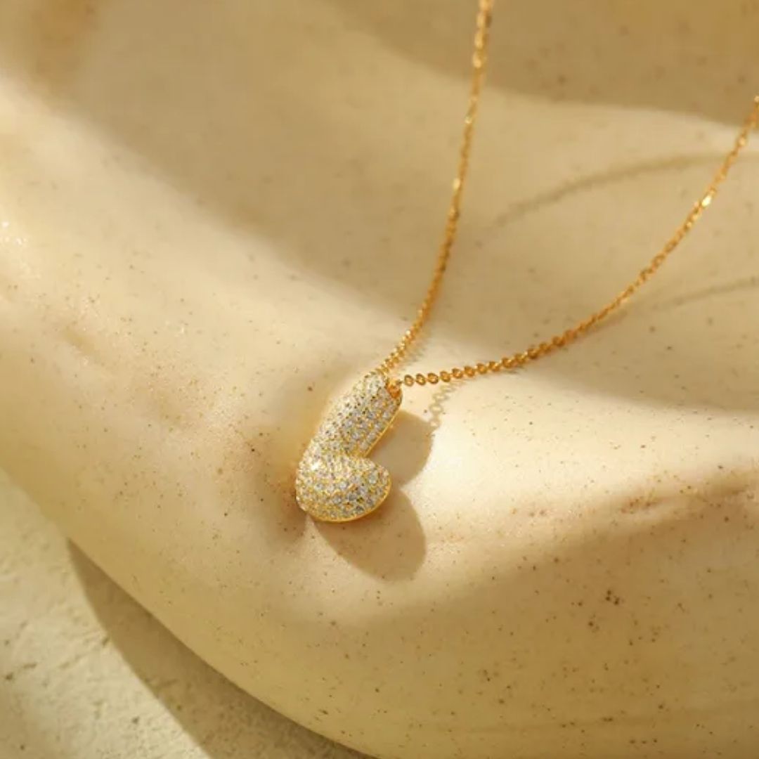 Icy Bubble Letter Initial Necklace