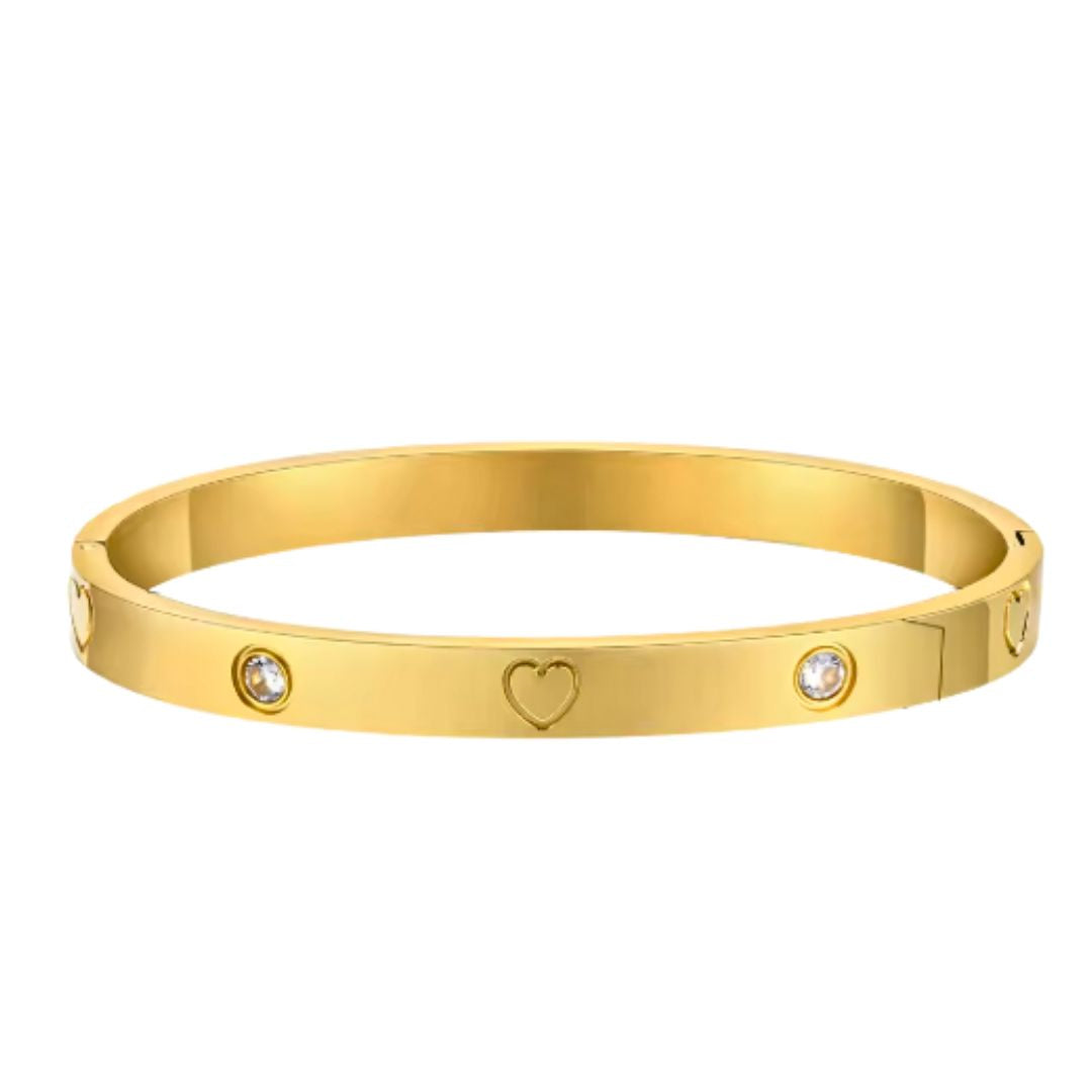 Love Heart Bracelet with Cubic Zirconia in Gold