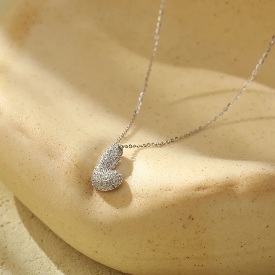 Icy Bubble Letter Initial Necklace