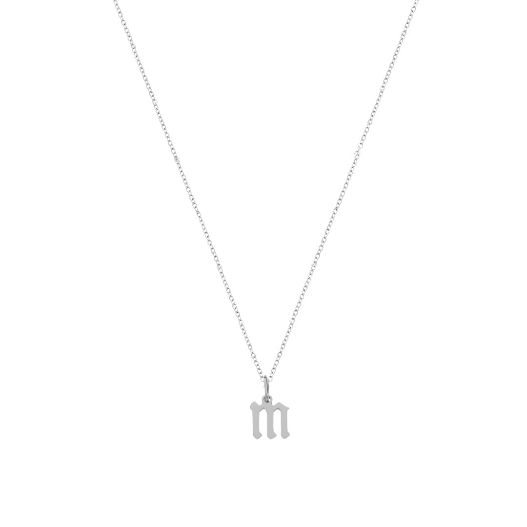 Heiress Gothic Initial Necklace in Silver
