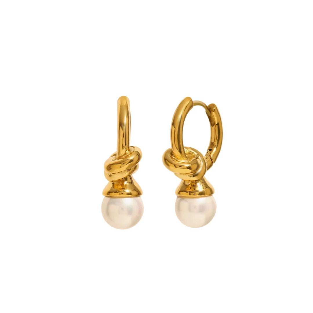 Marlowe Pearl Twist Earrings in Gold