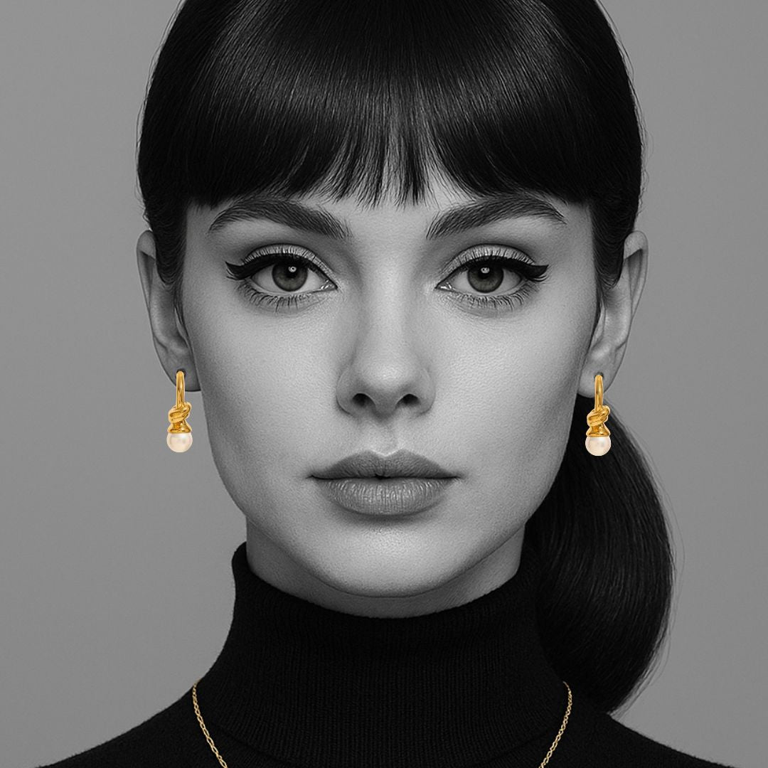 Marlowe Pearl Twist Earrings in Gold