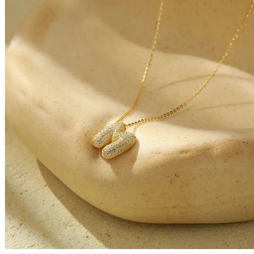 Icy Bubble Letter Initial Necklace
