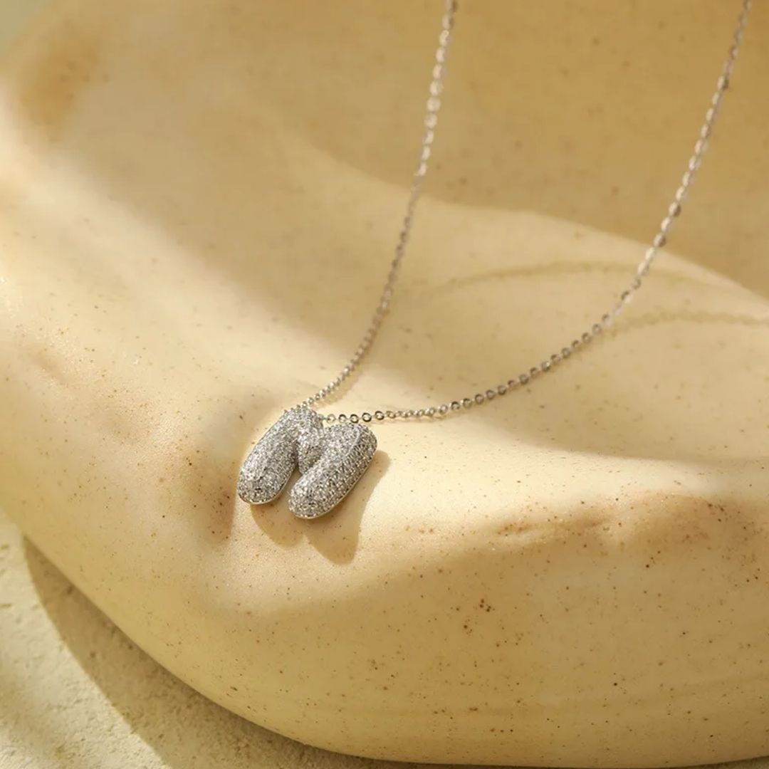 Icy Bubble Letter Initial Necklace