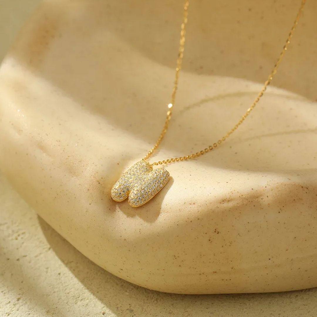 Icy Bubble Letter Initial Necklace