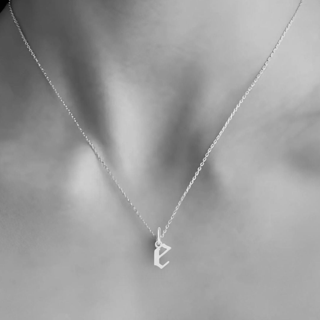 Heiress Gothic Initial Necklace in Silver