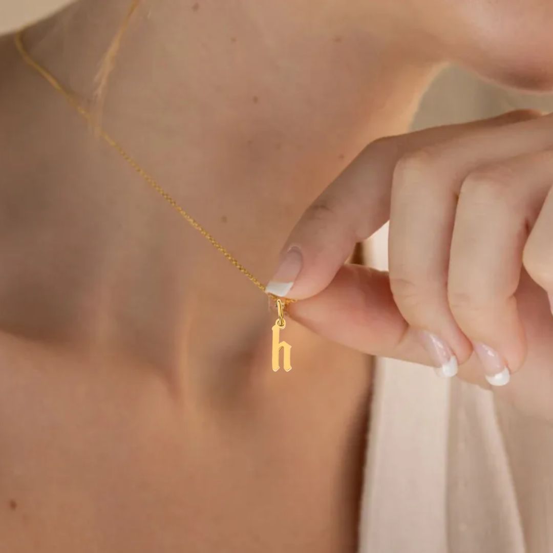 Heiress Gothic Initial Necklace