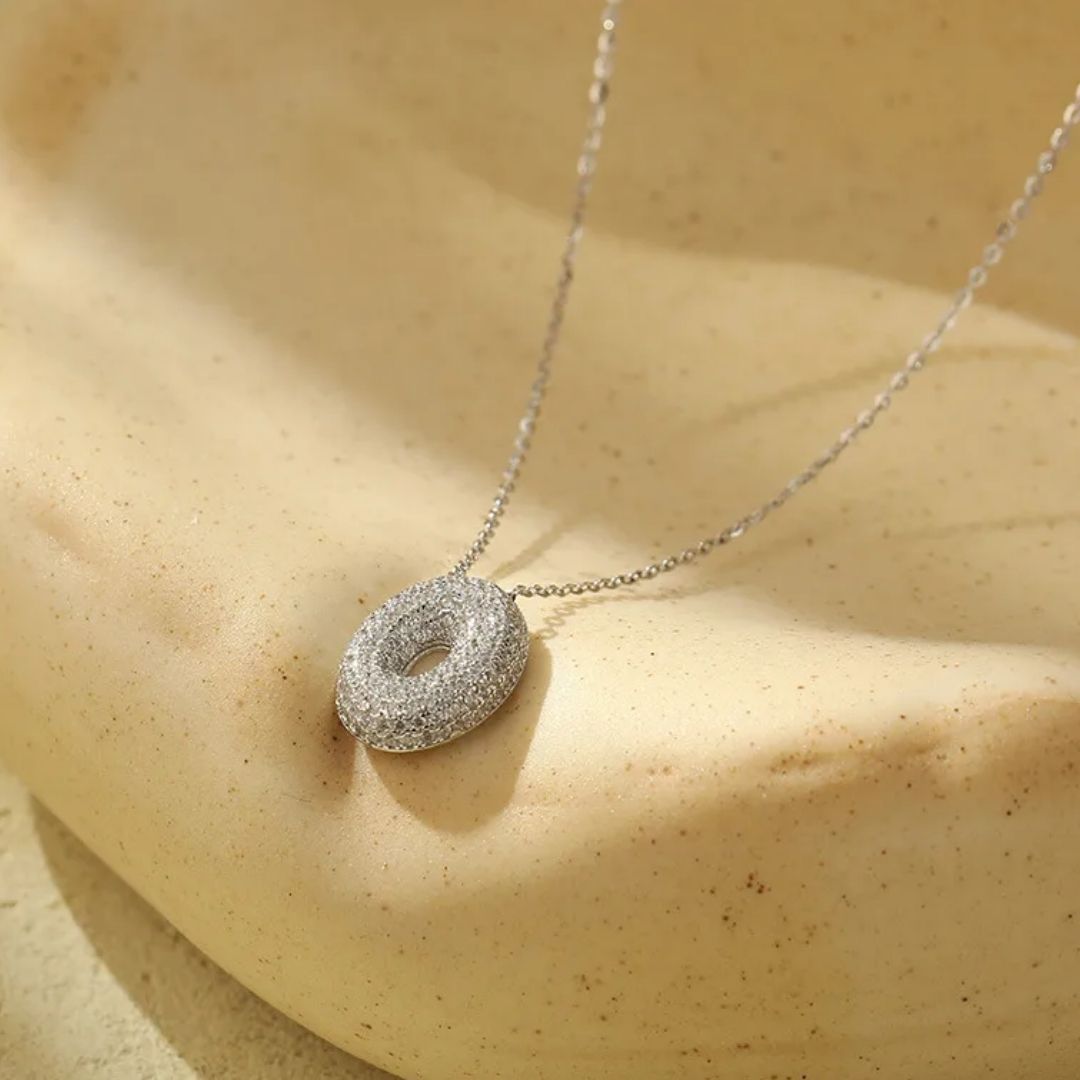 Icy Bubble Letter Initial Necklace
