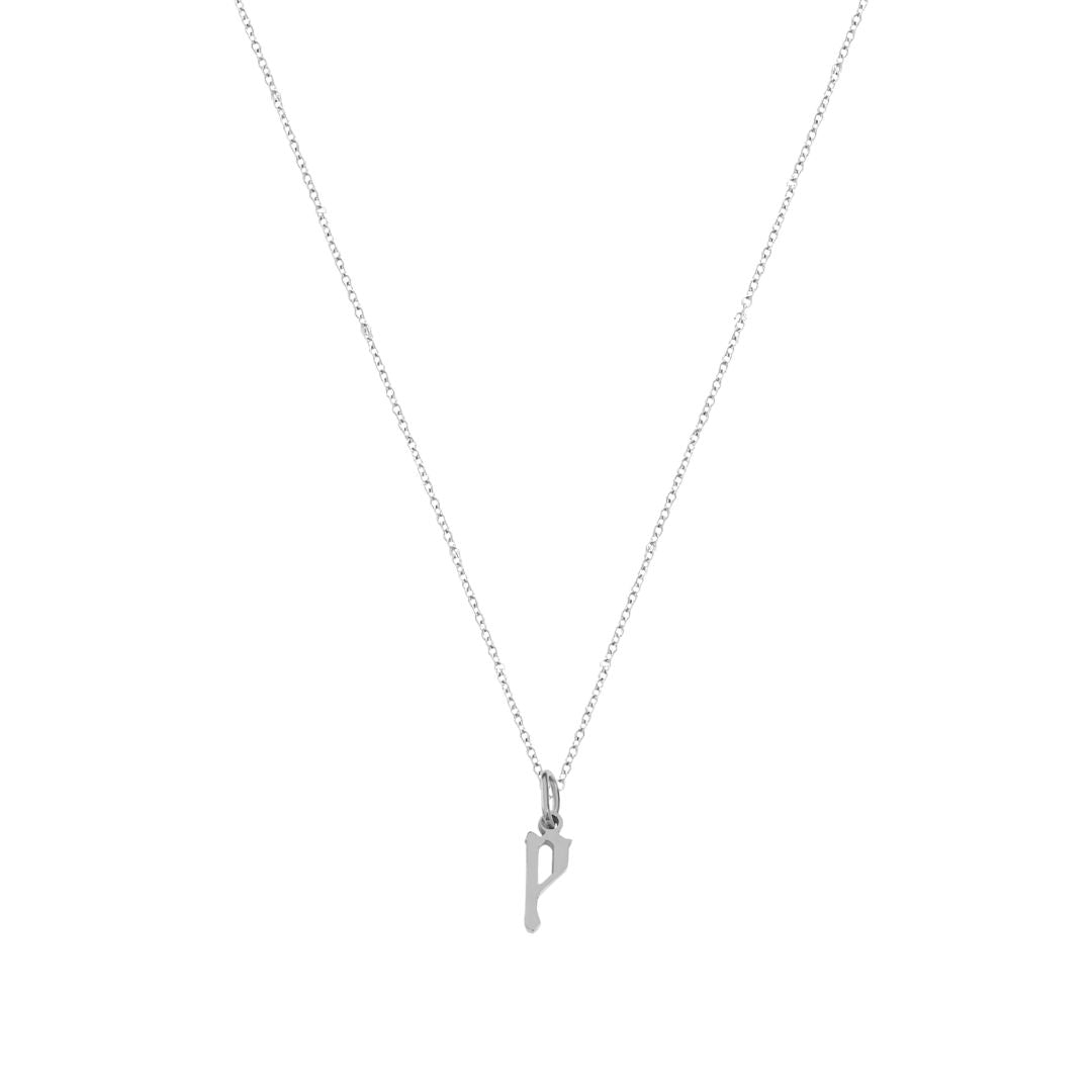 Heiress Gothic Initial Necklace in Silver