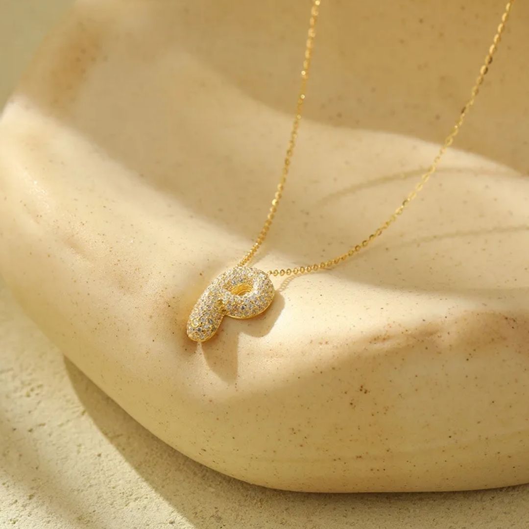 Icy Bubble Letter Initial Necklace