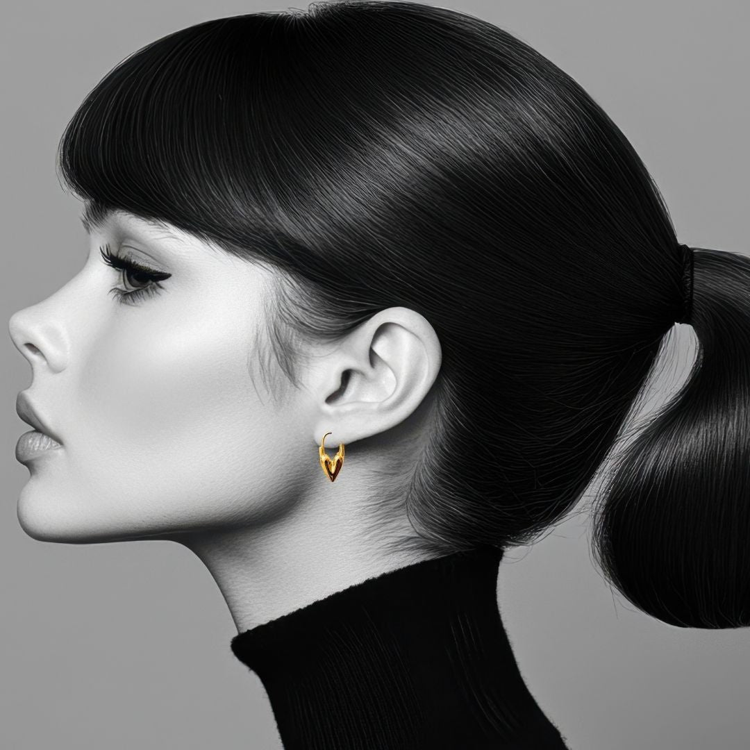 Prudence Heart Hoops in Gold