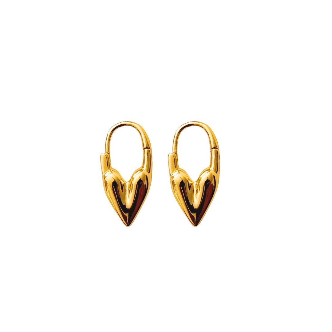 Prudence Heart Hoops in Gold
