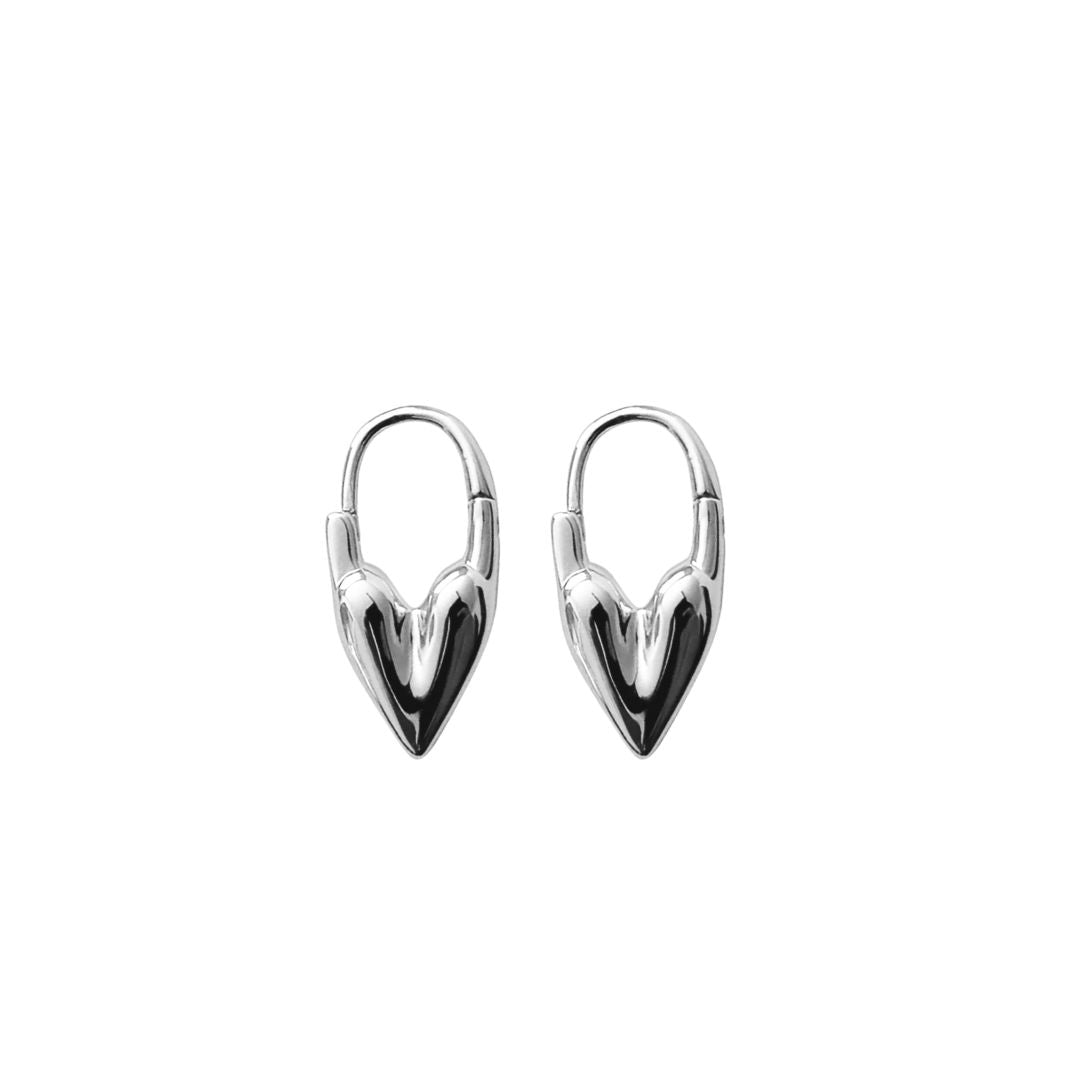 Prudence Heart Hoops in Gold