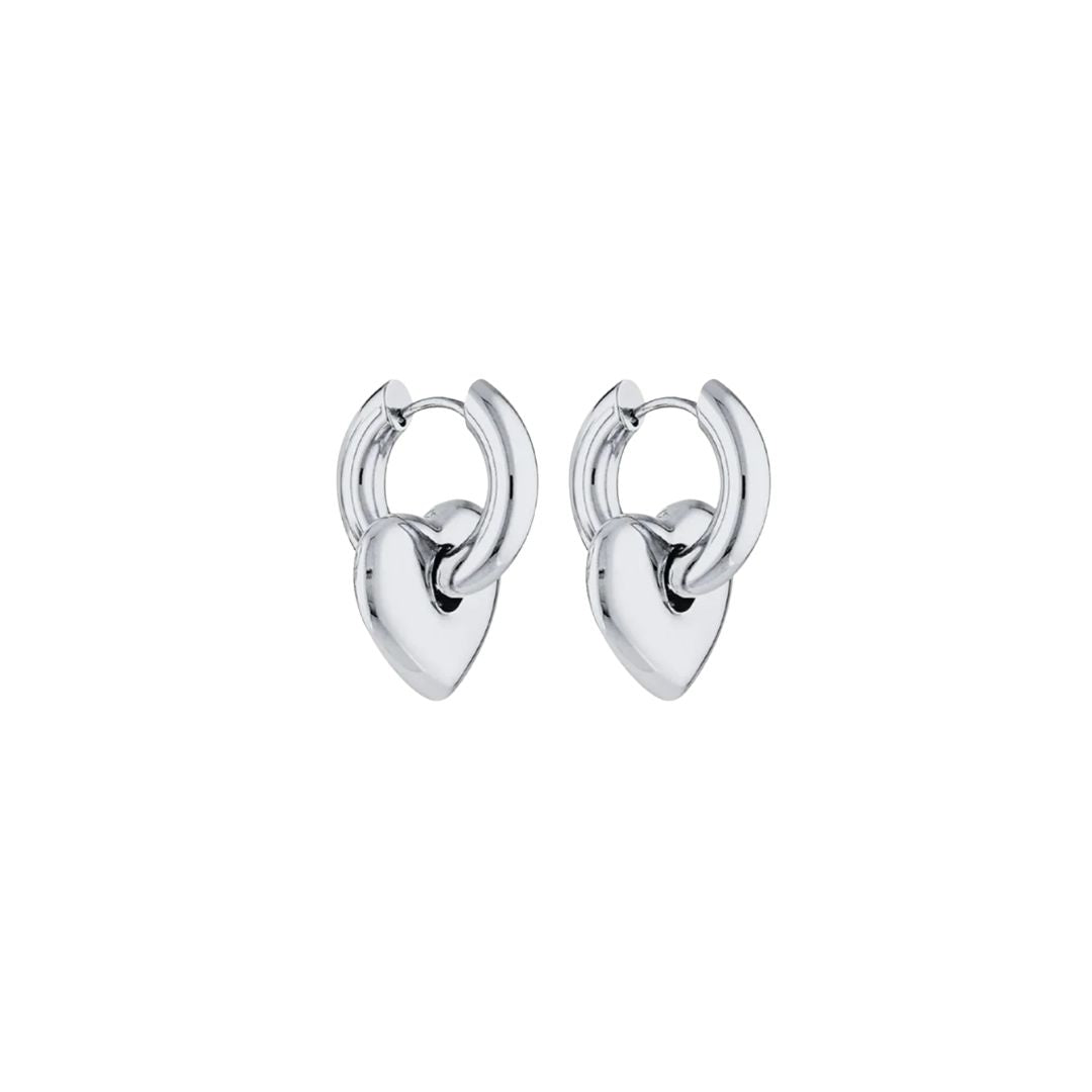 Puffy Heart Earrings in Silver