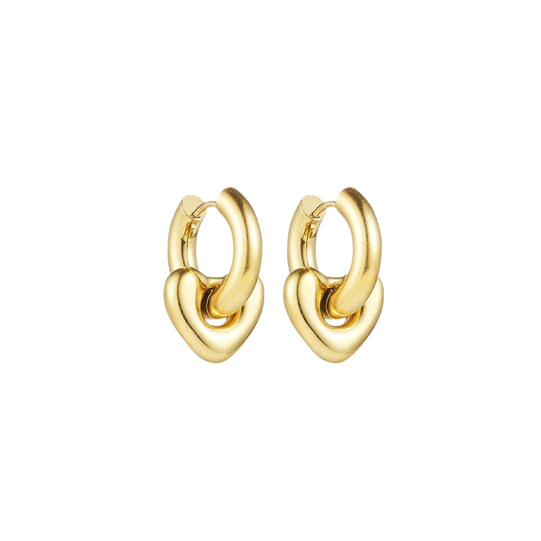 Puffy Heart Earrings in Gold