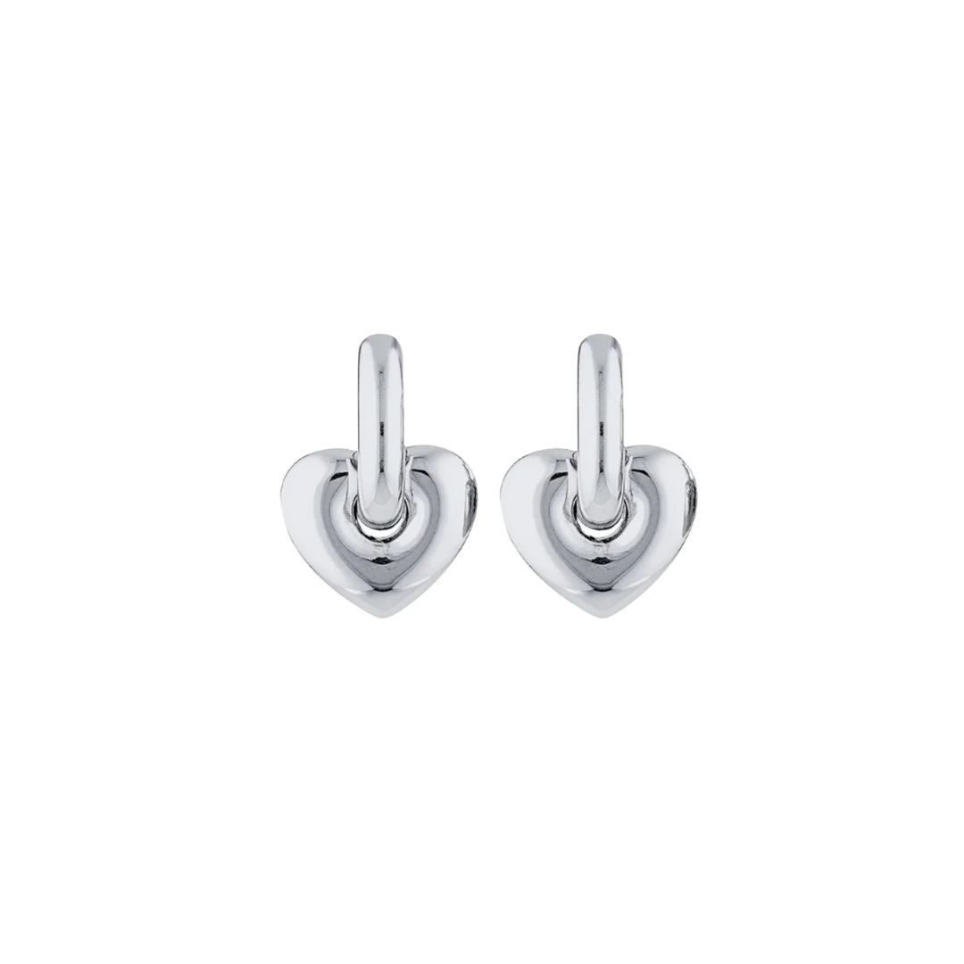 Puffy Heart Earrings in Silver