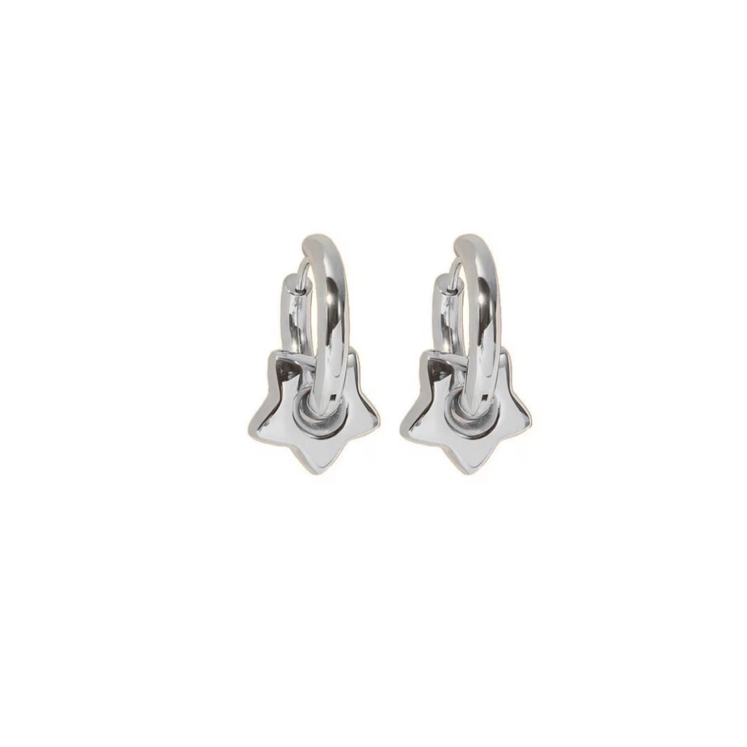 Puffy star earrings in silver