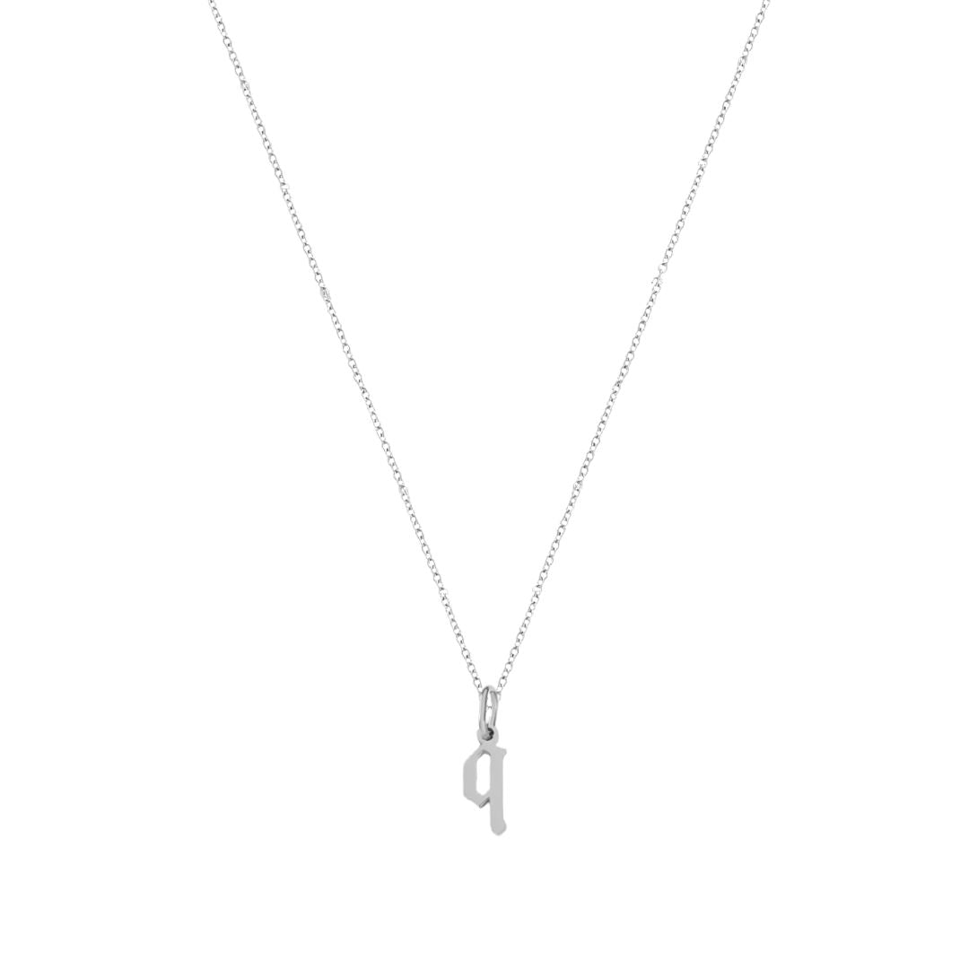 Heiress Gothic Initial Necklace in Silver