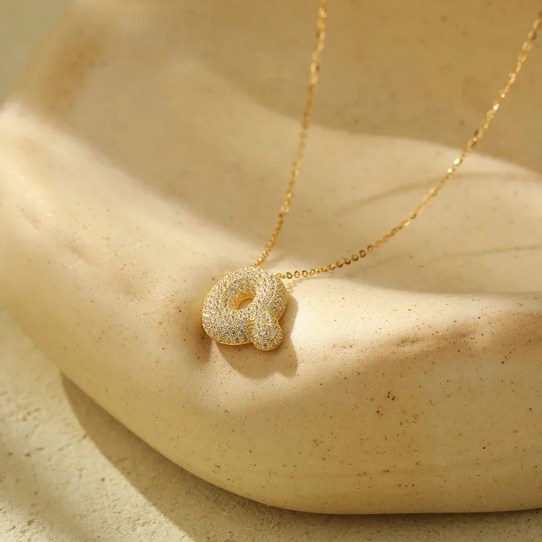 Icy Bubble Letter Initial Necklace