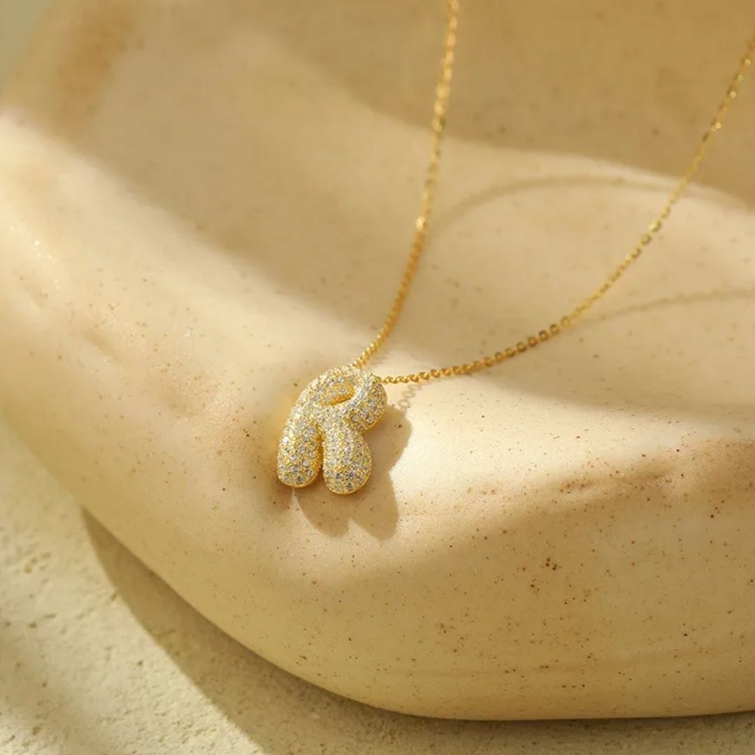 Icy Bubble Letter Initial Necklace