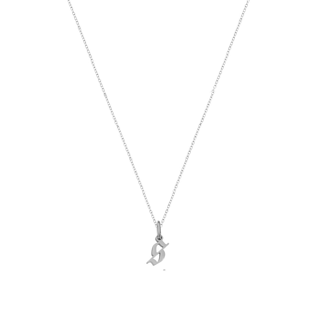 Heiress Gothic Initial Necklace in Silver